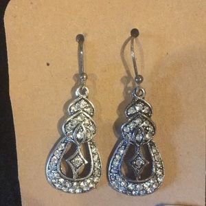 Vintage-Look Antique Black & Rhinestone Earrings